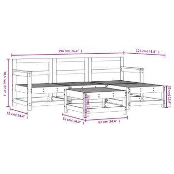 5 Piece Black Solid Wood Pine Garden Lounge Set | Hipomarket