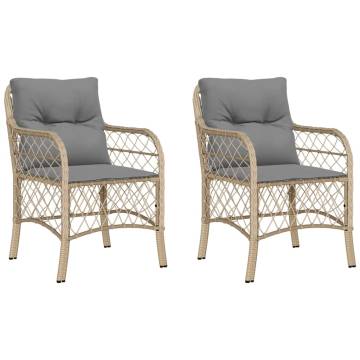 Garden Chairs with Cushions - 2 pcs Mix Beige Poly Rattan