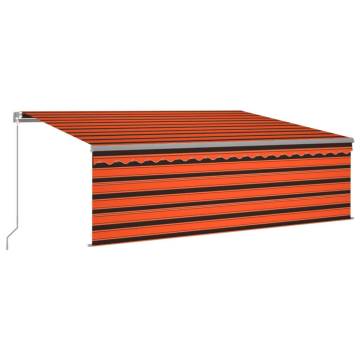 Retractable Awning with Blind & LED 4.5x3m - Orange & Brown