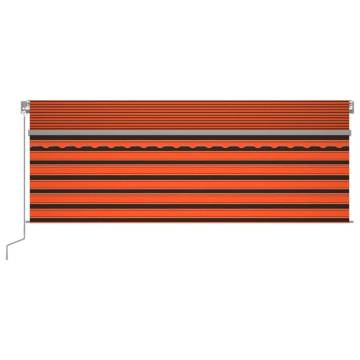 Retractable Awning with Blind & LED 4.5x3m - Orange & Brown