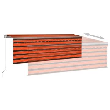 Retractable Awning with Blind & LED 4.5x3m - Orange & Brown