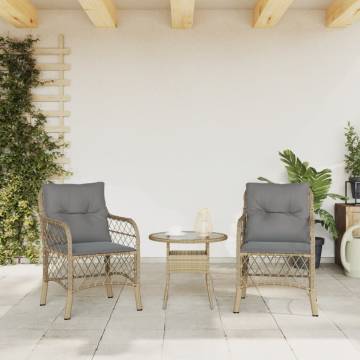 Garden Chairs with Cushions - 2 pcs Mix Beige Poly Rattan