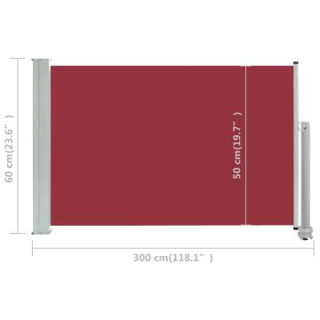 Patio Retractable Side Awning 60x300 cm - Red