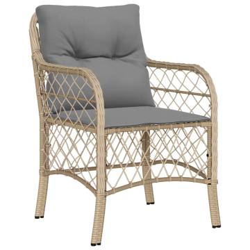 Garden Chairs with Cushions - 2 pcs Mix Beige Poly Rattan