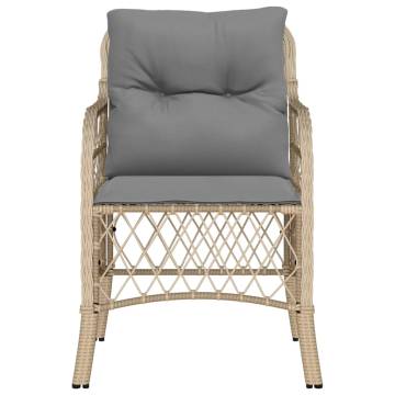 Garden Chairs with Cushions - 2 pcs Mix Beige Poly Rattan