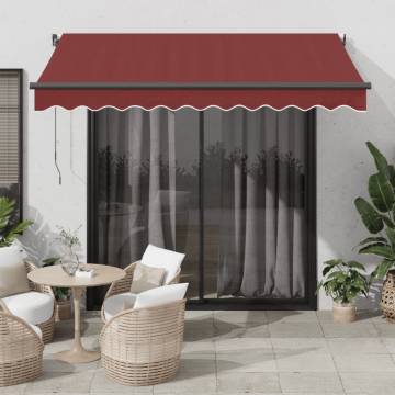 Automatic Retractable Awning with LEDs - Burgundy 300x250 cm