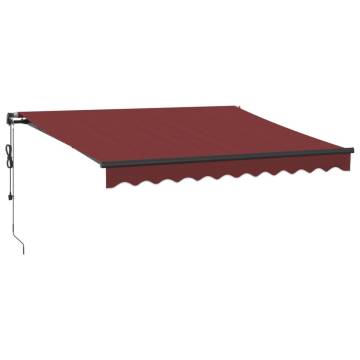 Automatic Retractable Awning with LEDs - Burgundy 300x250 cm