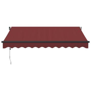 Automatic Retractable Awning with LEDs - Burgundy 300x250 cm