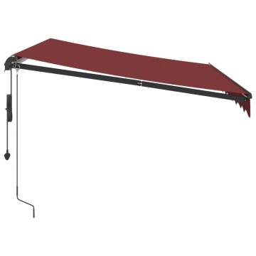 Automatic Retractable Awning with LEDs - Burgundy 300x250 cm