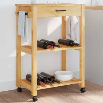 MONZA Kitchen Trolley - Solid Pine Wood Storage | Hipomarket UK