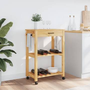 MONZA Kitchen Trolley - Solid Pine Wood Storage | Hipomarket UK