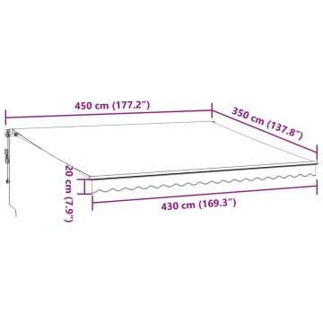 Automatic Retractable Awning Anthracite & White 450x350 cm