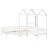 Stylish Day Bed and Bench Set with Roof - Solid Pine 90x200 cm