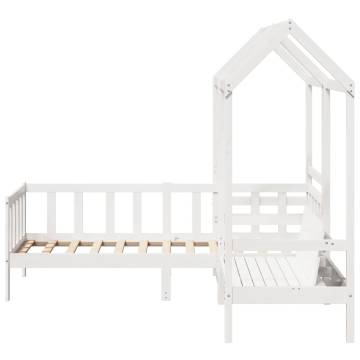 Stylish Day Bed and Bench Set with Roof - Solid Pine 90x200 cm