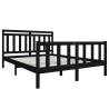 Black King Size Bed Frame 150x200 cm Solid Wood | HipoMarket