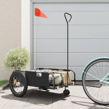 Durable Bike Trailer - Black Oxford Fabric & Iron