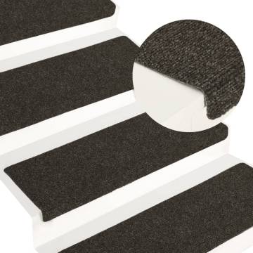 15 Pcs Anthracite Stair Mats - Stylish & Non-Slip 65x21 cm