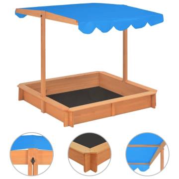 Adjustable Roof Wooden Sandbox - Firwood 115x115x115 cm