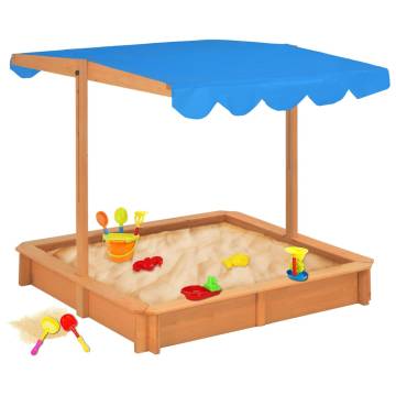 Adjustable Roof Wooden Sandbox - Firwood 115x115x115 cm