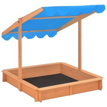 Adjustable Roof Wooden Sandbox - Firwood 115x115x115 cm