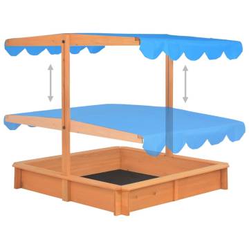 Adjustable Roof Wooden Sandbox - Firwood 115x115x115 cm