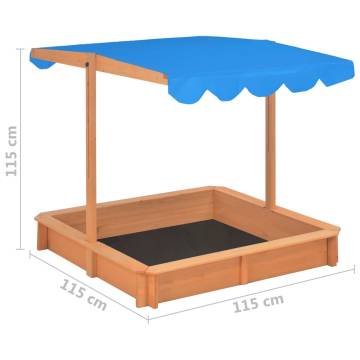 Adjustable Roof Wooden Sandbox - Firwood 115x115x115 cm