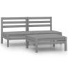 3 Piece Garden Lounge Set Solid Pinewood Grey Colour grey Model 2x middle + table Number of 1 