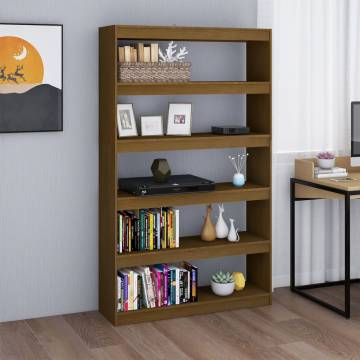 Book Cabinet & Room Divider - Honey Brown Solid Pinewood