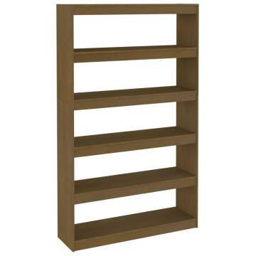 Book Cabinet & Room Divider - Honey Brown Solid Pinewood