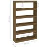 Book Cabinet & Room Divider - Honey Brown Solid Pinewood