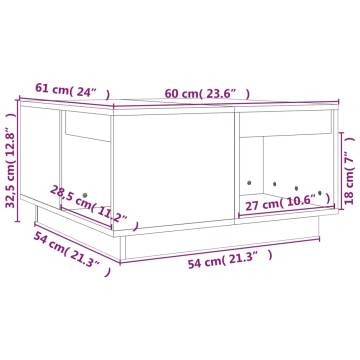 Elegant Solid Wood Pine Coffee Table - 60x61x32.5 cm