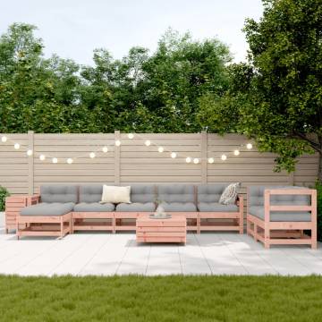 10 Piece Garden Sofa Set - Solid Wood Douglas Fir