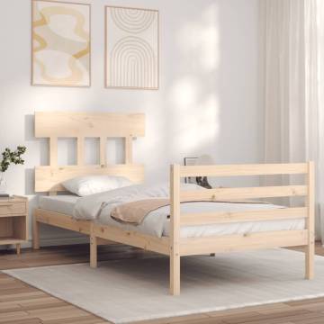 Solid Wood Bed Frame with Headboard 90x200 cm | HipoMarket