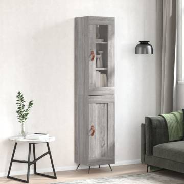 Stylish Highboard Grey Sonoma - 34.5x34x180 cm Engineered Wood