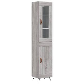 Stylish Highboard Grey Sonoma - 34.5x34x180 cm Engineered Wood