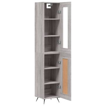 Stylish Highboard Grey Sonoma - 34.5x34x180 cm Engineered Wood