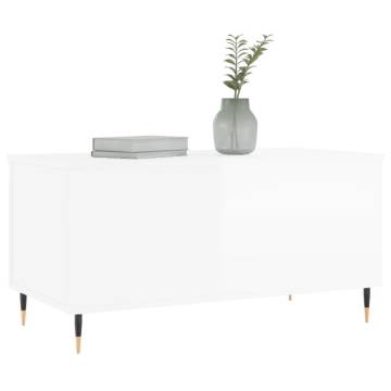 Elegant High Gloss White Coffee Table - 90x44.5 cm | Hipomarket