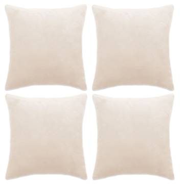 Off White Velour Cushion Covers - 4 pcs 40x40 cm | HipoMarket