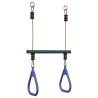 Trapeze Bar with Gym Rings for Kids - Blue & Dark Green Steel