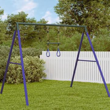 Trapeze Bar with Gym Rings for Kids - Blue & Dark Green Steel