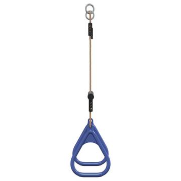 Trapeze Bar with Gym Rings for Kids - Blue & Dark Green Steel