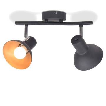 Ceiling Lamp for 2 Bulbs E27 - Black and Gold Design