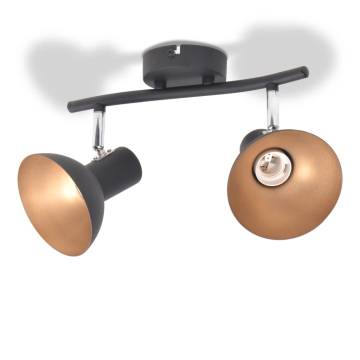 Ceiling Lamp for 2 Bulbs E27 - Black and Gold Design