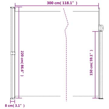 Retractable Side Awning Brown - Privacy Screen 220x300 cm