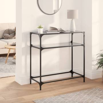 Elegant Console Table with Black Glass Top - 80x35x81 cm