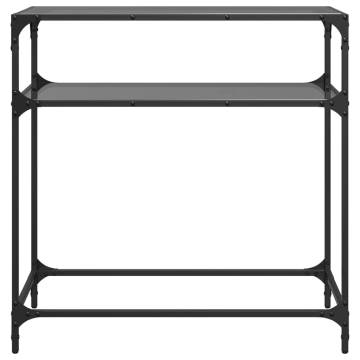 Elegant Console Table with Black Glass Top - 80x35x81 cm