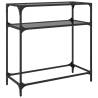 Elegant Console Table with Black Glass Top - 80x35x81 cm