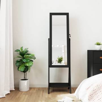 Mirror Jewellery Cabinet with LED Lights - Free Standing Black