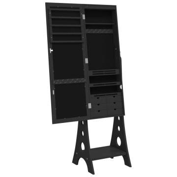 Mirror Jewellery Cabinet with LED Lights - Free Standing Black