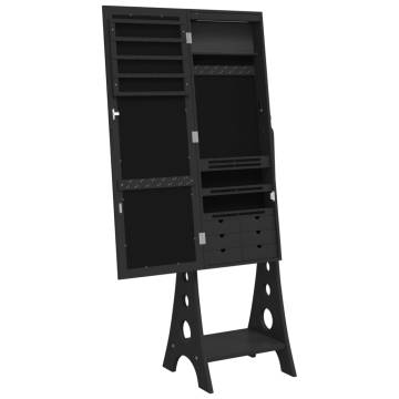 Mirror Jewellery Cabinet with LED Lights - Free Standing Black